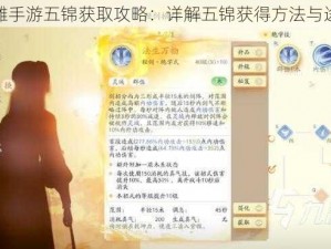 射雕手游五锦获取攻略：详解五锦获得方法与途径