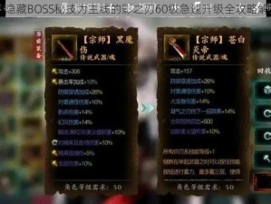 以隐藏BOSS秘技为主线的影之刃60级急速升级全攻略解析