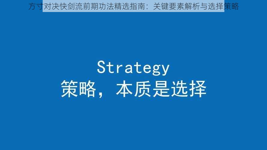 方寸对决快剑流前期功法精选指南：关键要素解析与选择策略