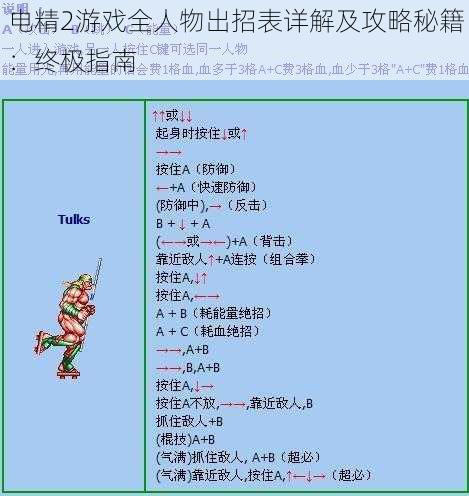 电精2游戏全人物出招表详解及攻略秘籍：终极指南