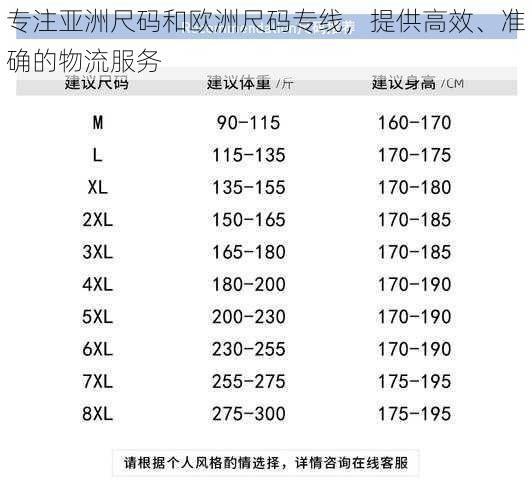 专注亚洲尺码和欧洲尺码专线，提供高效、准确的物流服务