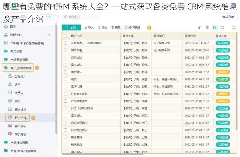 哪里有免费的 CRM 系统大全？一站式获取各类免费 CRM 系统信息及产品介绍