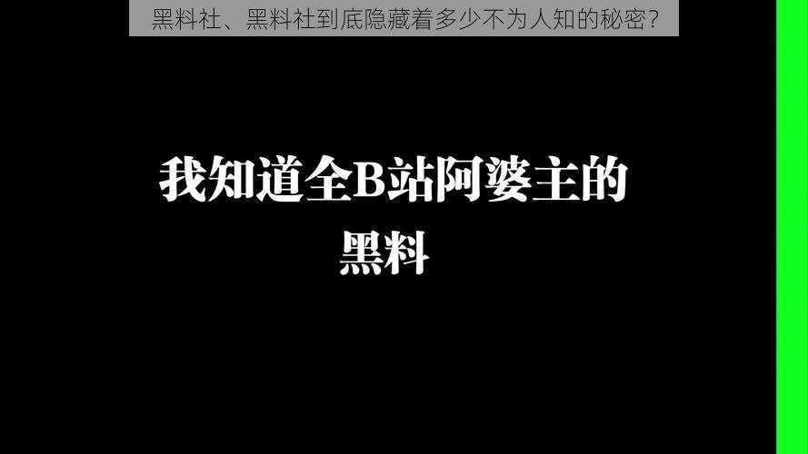 黑料社、黑料社到底隐藏着多少不为人知的秘密？