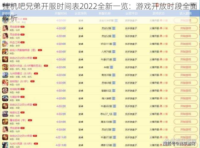 挂机吧兄弟开服时间表2022全新一览：游戏开放时段全面解析