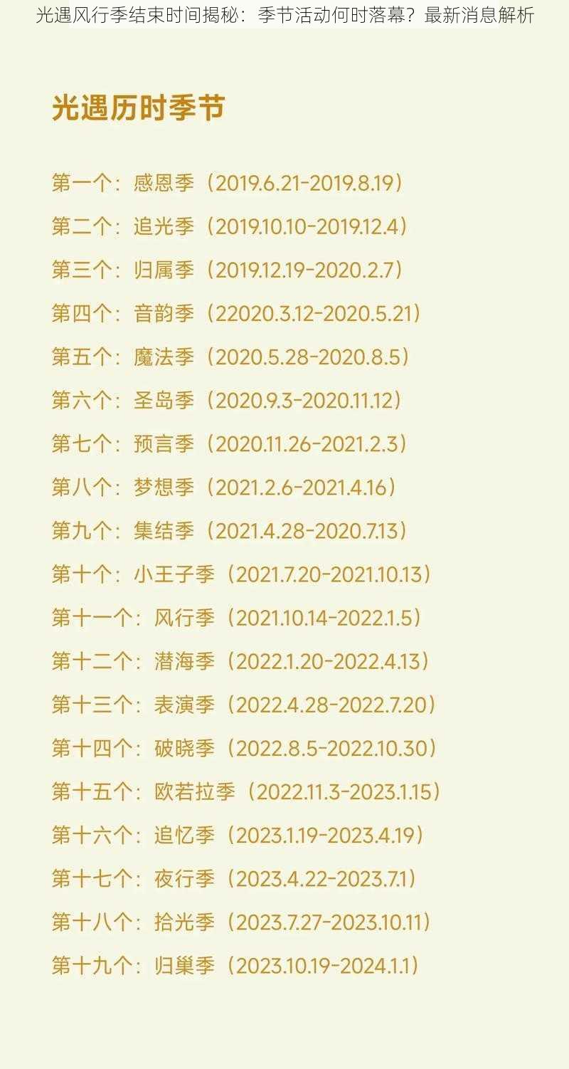 光遇风行季结束时间揭秘：季节活动何时落幕？最新消息解析
