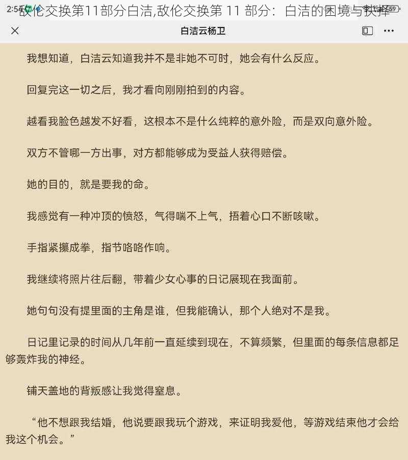 敌伦交换第11部分白洁,敌伦交换第 11 部分：白洁的困境与抉择