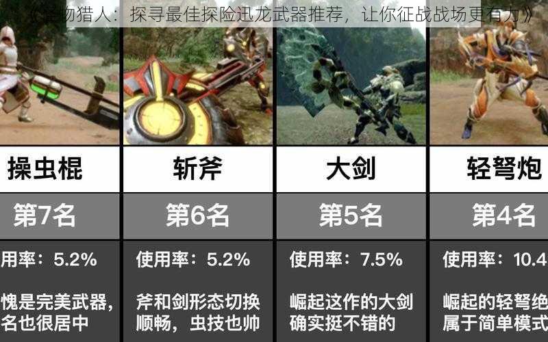 《怪物猎人：探寻最佳探险迅龙武器推荐，让你征战战场更有力》