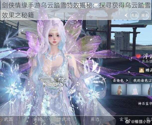 剑侠情缘手游乌云踏雪特效揭秘：探寻获得乌云踏雪效果之秘籍