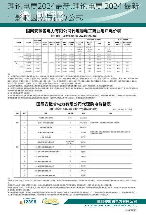 理论电费2024最新,理论电费 2024 最新：影响因素与计算公式