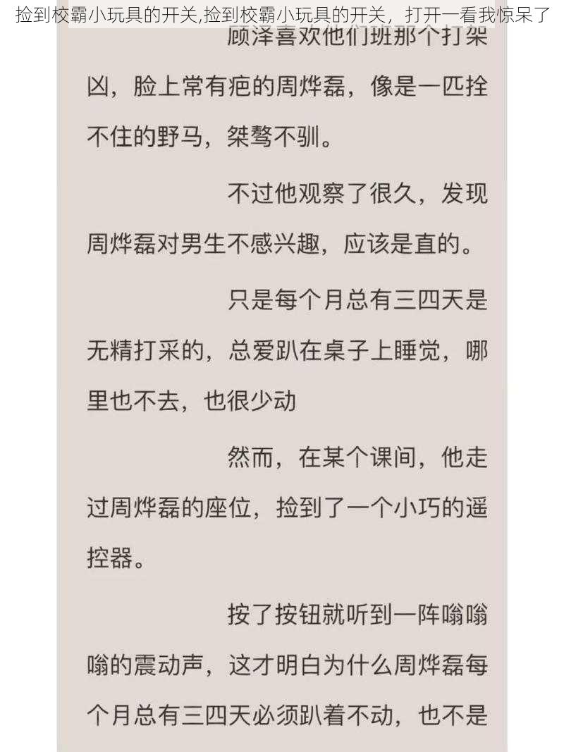 捡到校霸小玩具的开关,捡到校霸小玩具的开关，打开一看我惊呆了