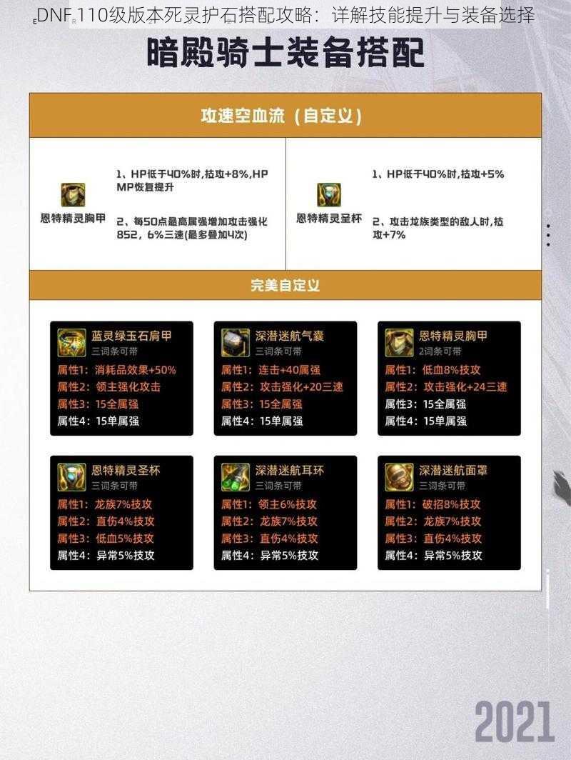 DNF 110级版本死灵护石搭配攻略：详解技能提升与装备选择