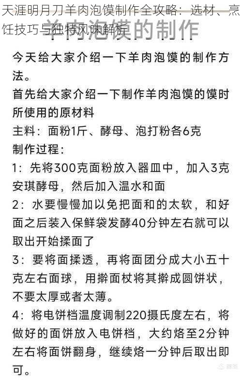 天涯明月刀羊肉泡馍制作全攻略：选材、烹饪技巧与独特风味解析