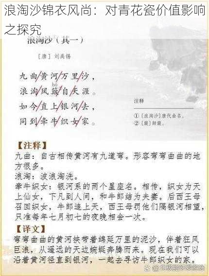 浪淘沙锦衣风尚：对青花瓷价值影响之探究