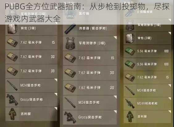 PUBG全方位武器指南：从步枪到投掷物，尽探游戏内武器大全